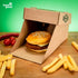 400x Bio Burger-Box Wellpappe 12x12x10 cm Motiv "Burger" Faltdeckel, braun - Burger - buongiusti AG - personalisiert ab 100 Stück